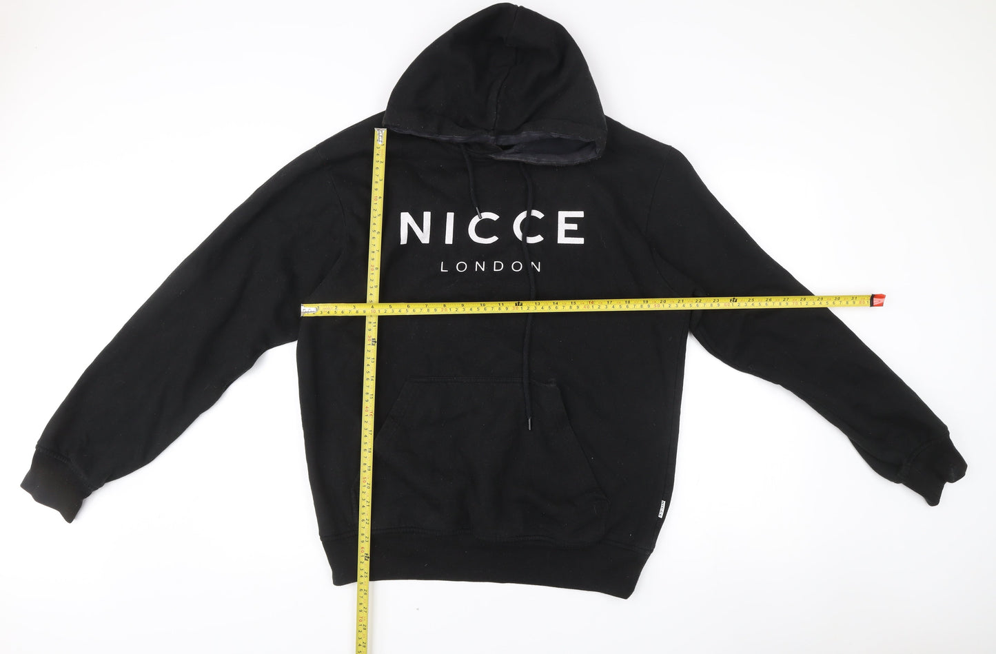 NICCE London Mens Black Pullover Hoodie Size L Graphic Logo