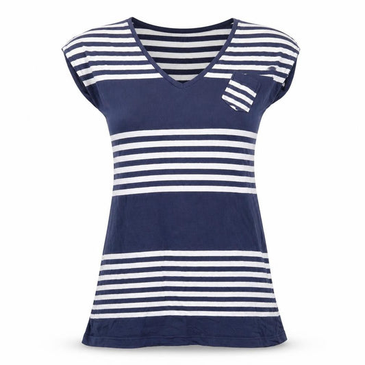Brave Soul Womens Blue Striped T-Shirt Dress Size M V-Neck Sleeveless