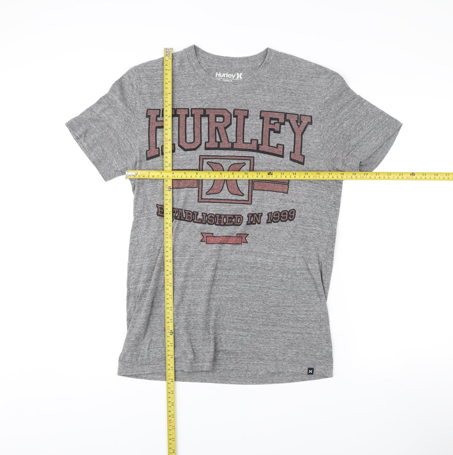 Hurley Men’s Grey Medium Graphic Print Crew Neck T-Shirt