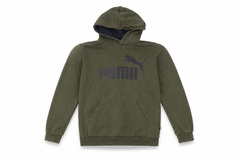 Puma Boys Green Pullover Hoodie Logo Print Size 13-14 Years