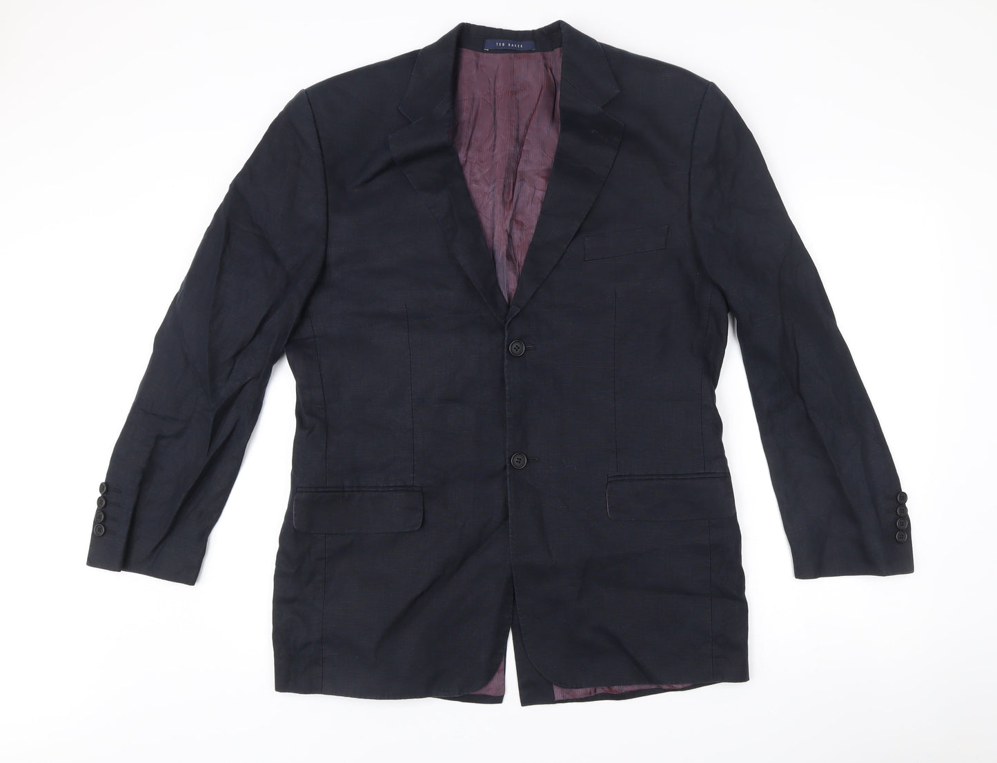 Ted Baker Mens Navy 42R Wool Blazer Jacket Two-Button Formal