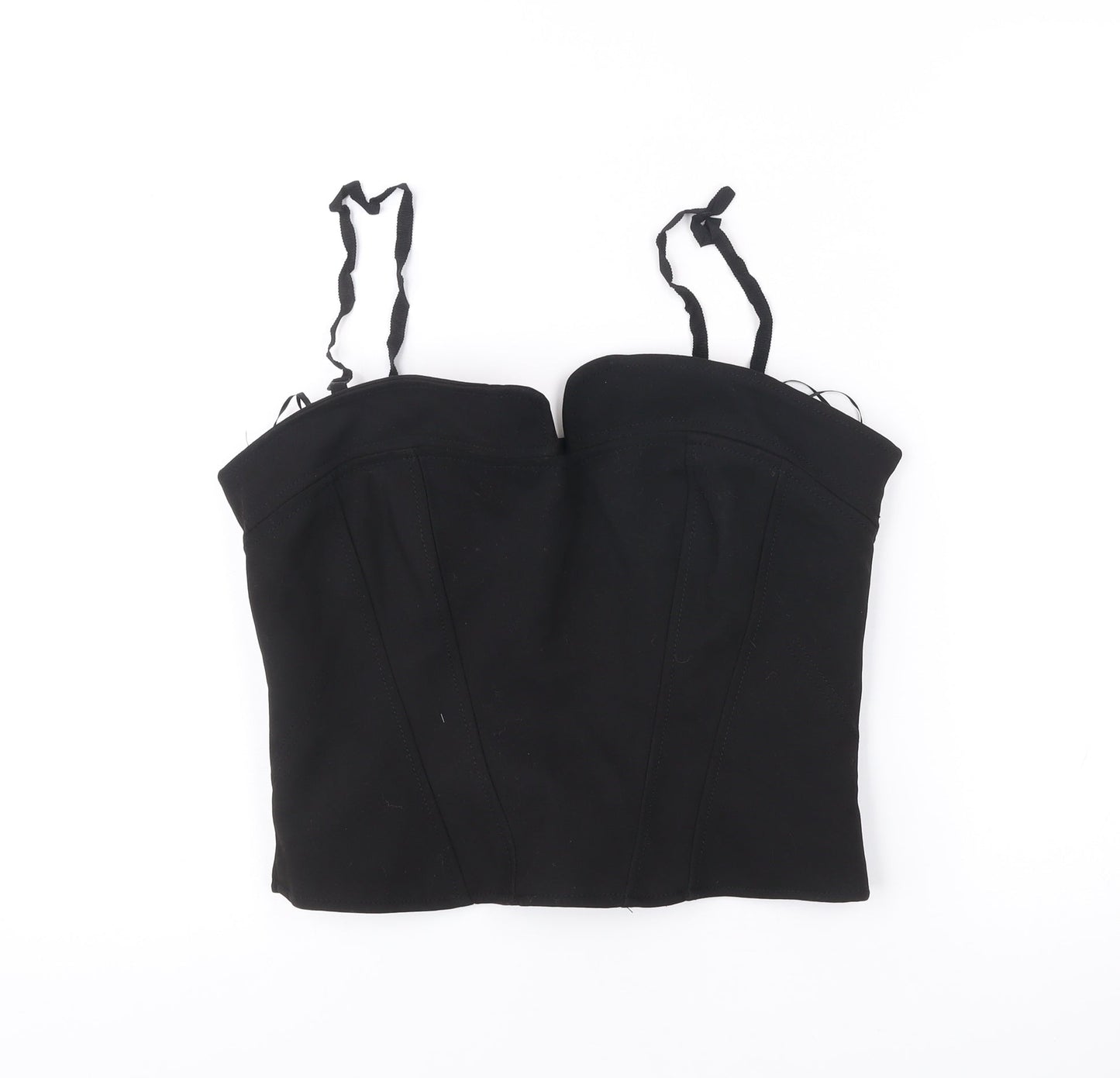 Zara Women Black M Sweetheart Camisole Tank Top Spaghetti Strap Slim Fit