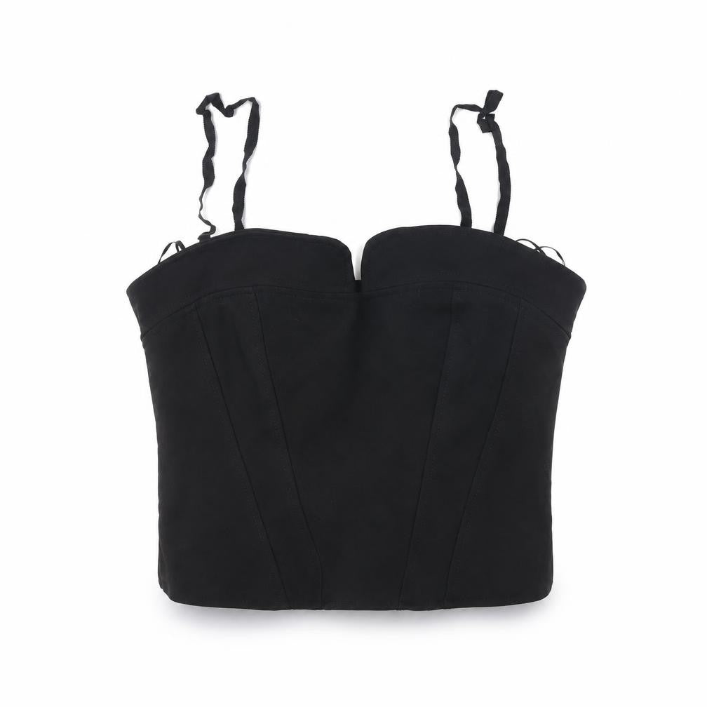 Zara Women Black M Sweetheart Camisole Tank Top Spaghetti Strap Slim Fit