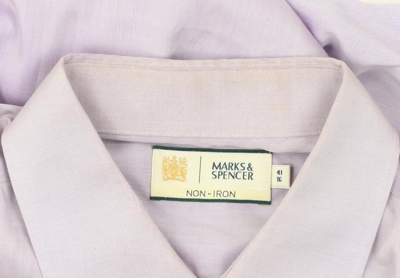 Marks and Spencer Men’s Purple Non-Iron Formal Dress Shirt 16” Collar Regular Fit