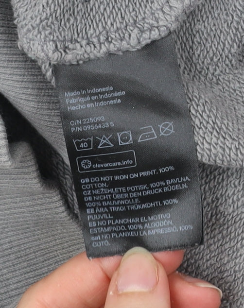 H&M Men’s Grey Relaxed Fit Sweatshirt M Graphic Print Pullover