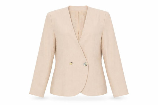 Jacques Vert Women’s Beige Wool Blend Double-Breasted Jacket Size 12