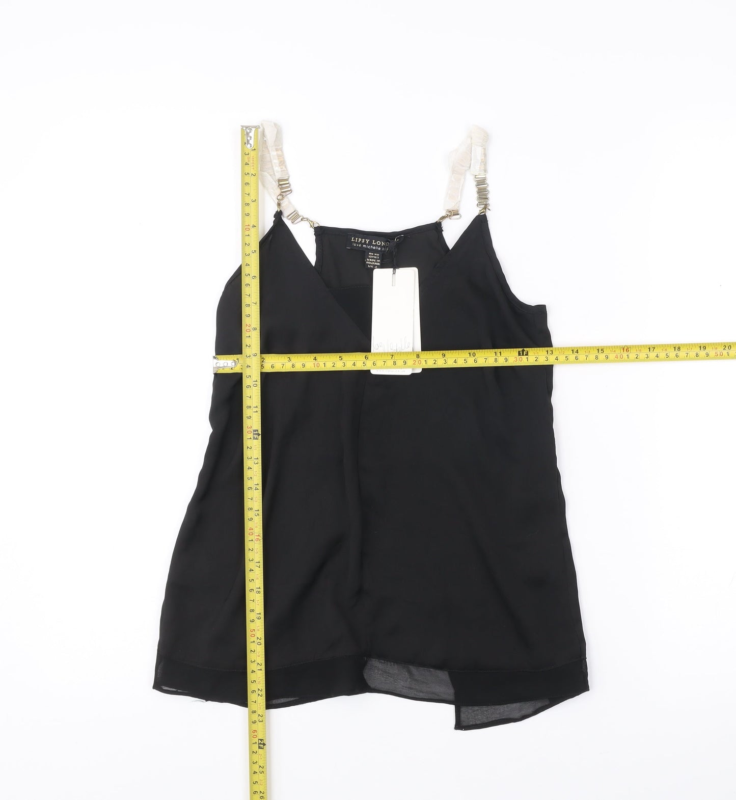 Lipsy London Women’s Black Size 4 V-Neck Chiffon Tank Top