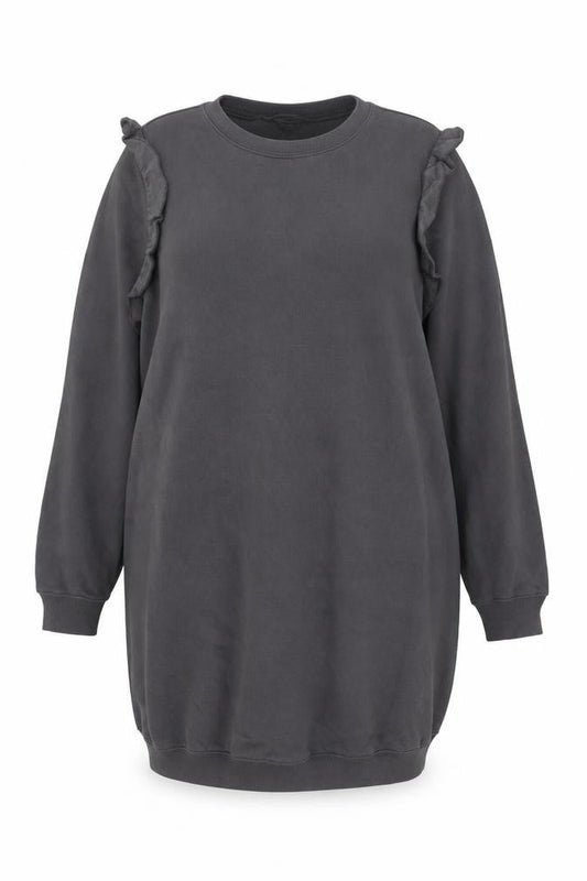 New Look Women’s Grey Long Sleeve Ruffle Sweater Dress Size 14