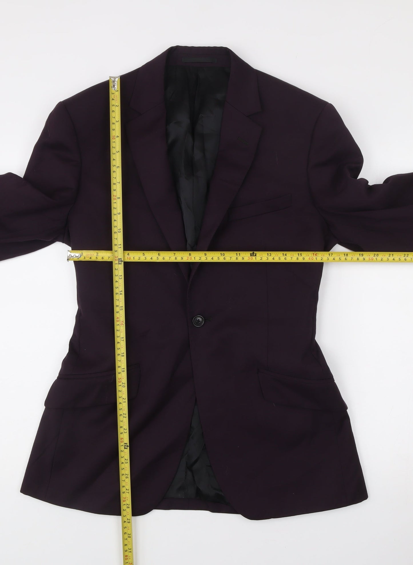 Reiss Men’s Purple Wool Slim Fit Blazer Jacket 40 Chest