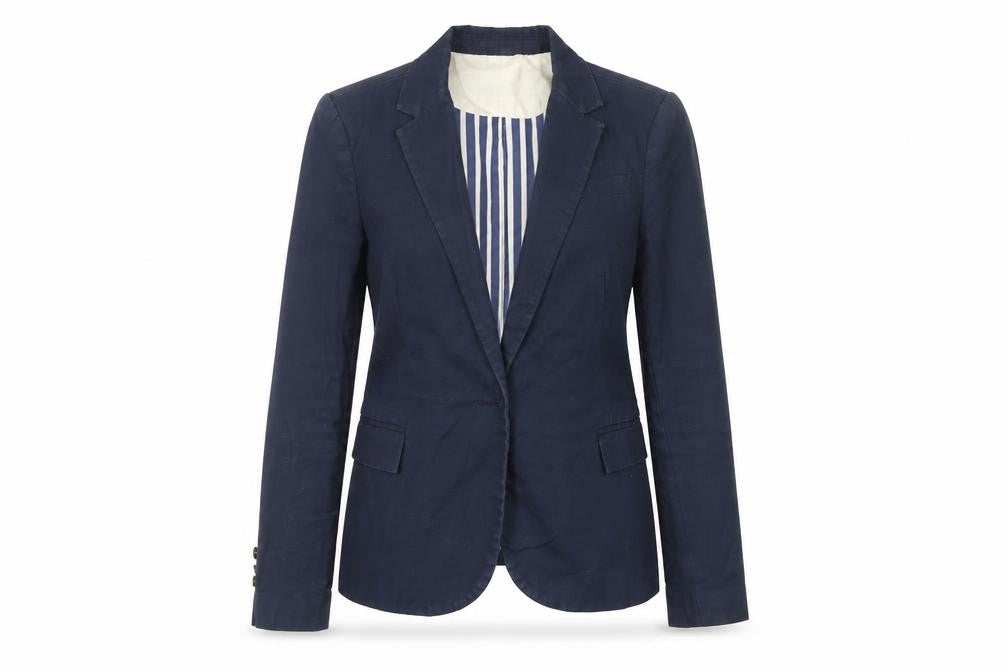 Zara Basic Women’s Blue Cotton Blend Slim Fit Blazer Jacket S