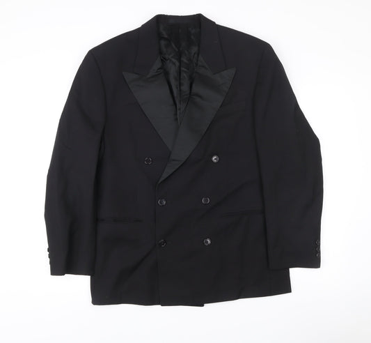 Marks and Spencer St Michael Men’s Black Wool Double-Breasted Peak Lapel Blazer 40in Chest M