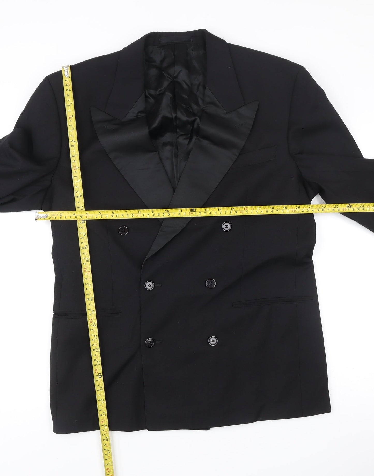 Marks and Spencer St Michael Men’s Black Wool Double-Breasted Peak Lapel Blazer 40in Chest M