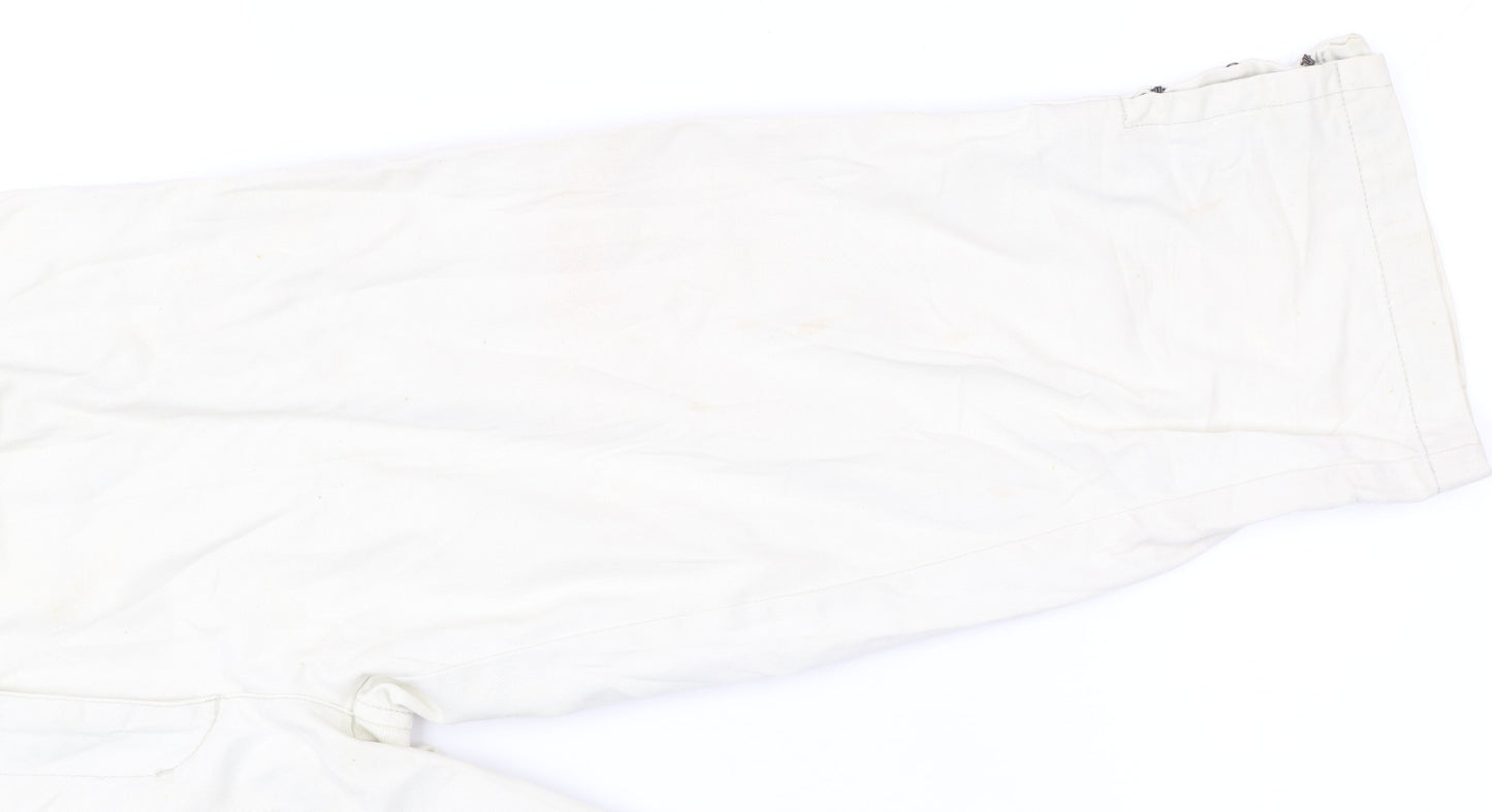 Elle Women White Chino Shorts M Regular Cotton Casual Zip