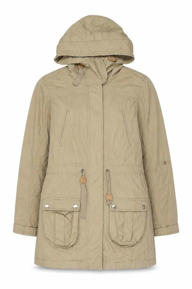 Atmosphere Women’s Beige Parka Jacket Size 8 Cotton Hooded Casual