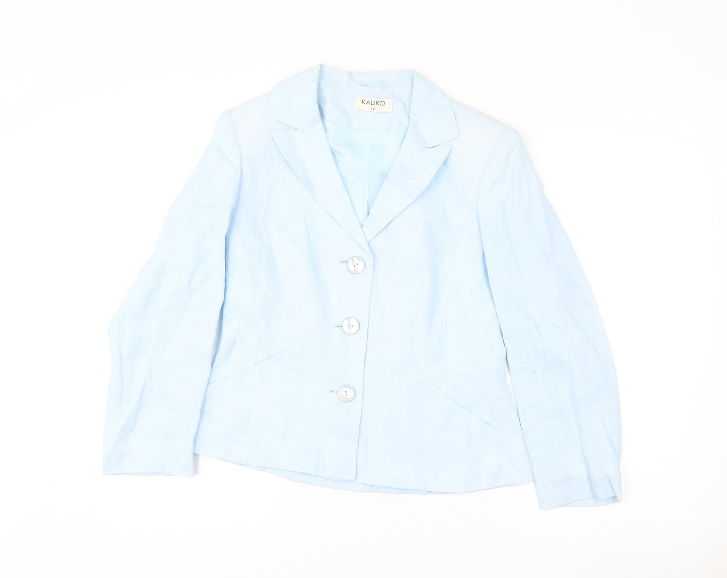 Kaliko Women’s Blue Linen Blazer Size 10 Workwear Jacket