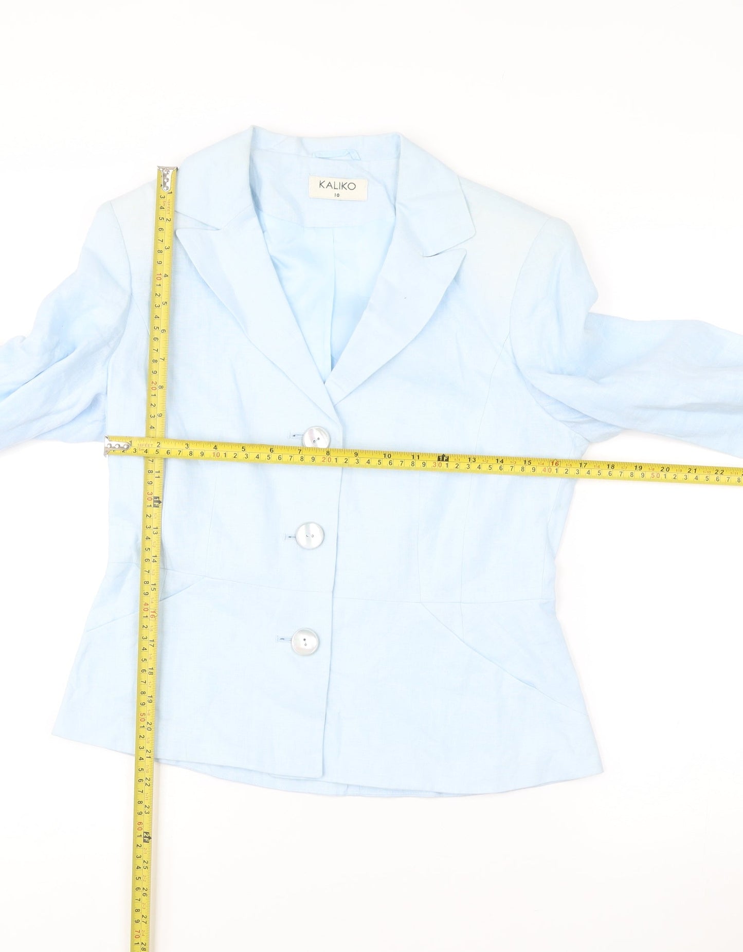 Kaliko Women’s Blue Linen Blazer Size 10 Workwear Jacket