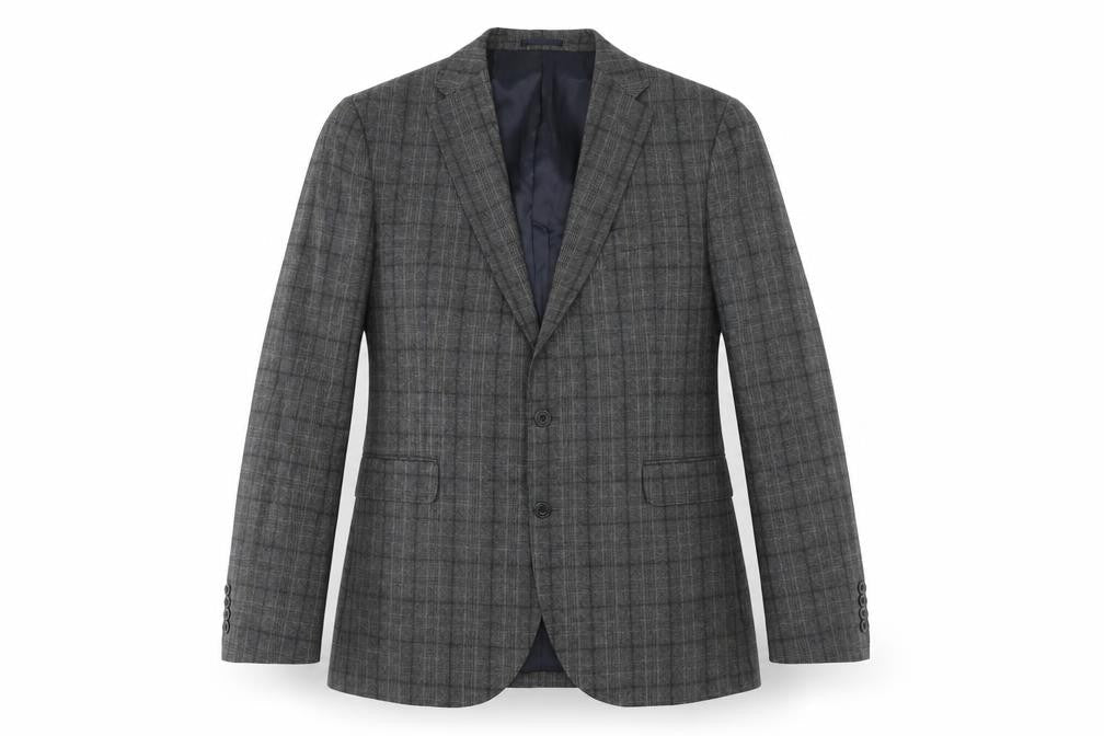 John Lewis Men's Grey Checked Wool Blazer 46L Regular Fit Jacket