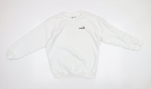 Adidas Womens White XS Pullover Logo Sweatshirt Long Sleeve