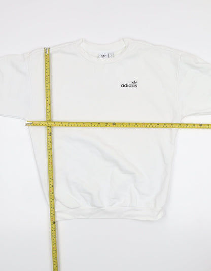 Back view of Adidas women’s white xs pullover logo sweatshirt long sleeve