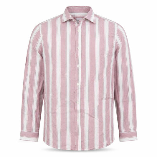 Burton Menswear Men’s Red Striped Cotton Long Sleeve Dress Shirt L 42-44 in