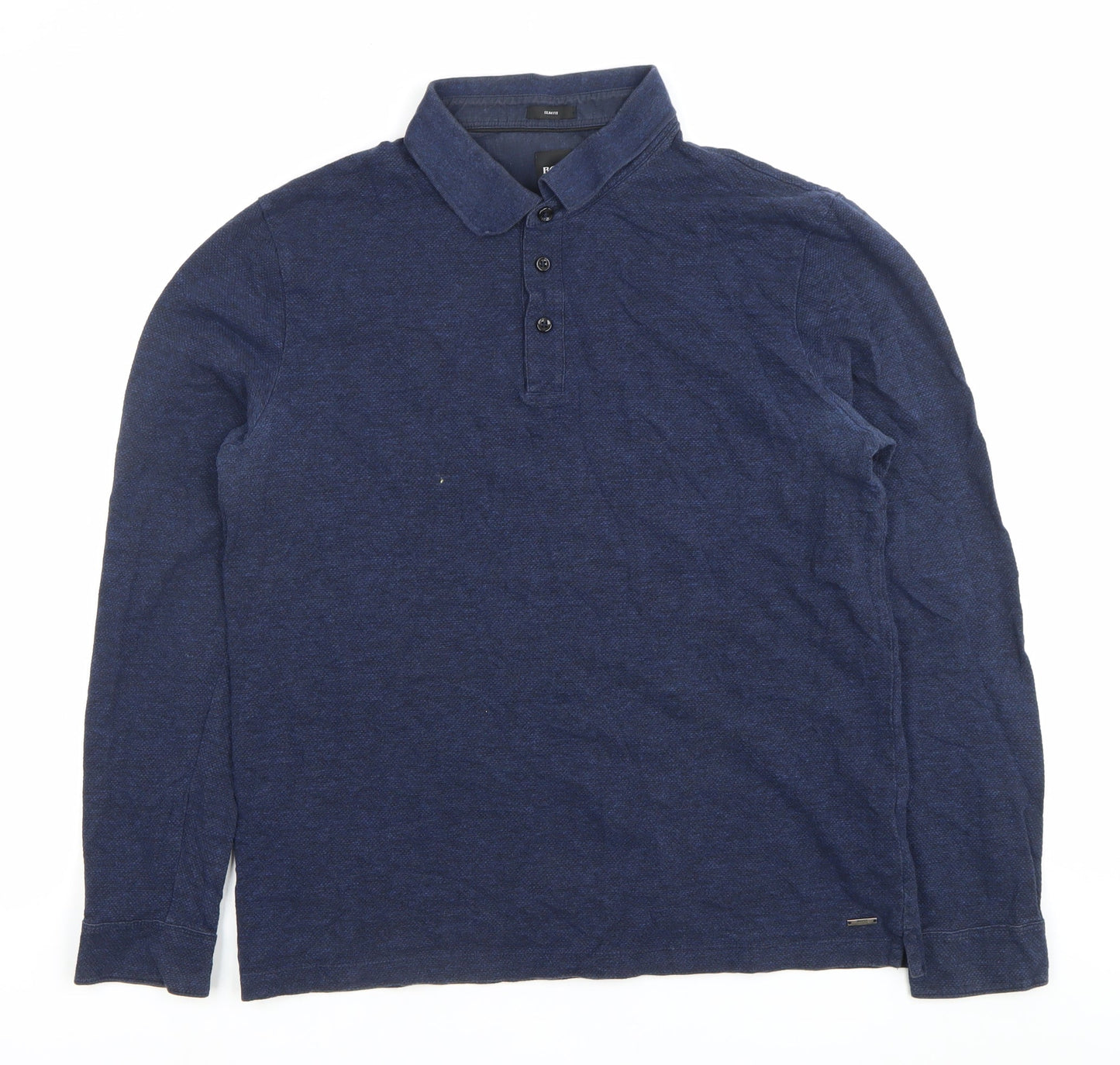 Hugo Boss Men’s Blue XL Long Sleeve Polo Shirt Cotton Stretch
