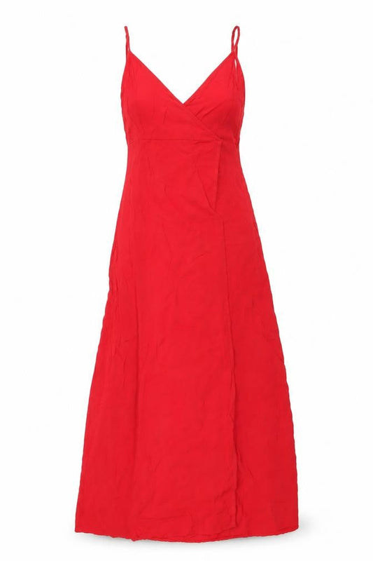 H&M Women’s Red Viscose Slip Dress Size 6 Long Strappy Summer