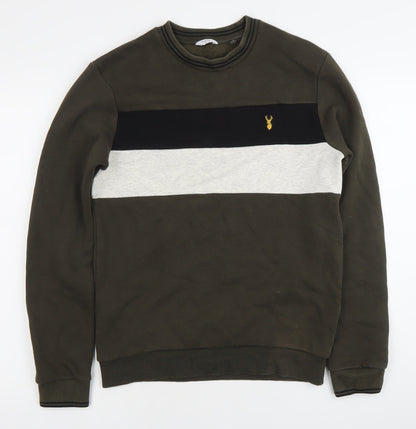 Next Men’s Green Striped Sweatshirt Small Crew Neck Pullover
