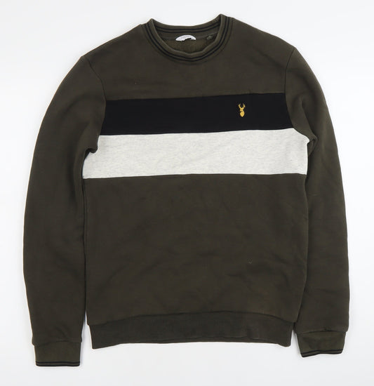 Next Men’s Green Striped Sweatshirt Small Crew Neck Pullover