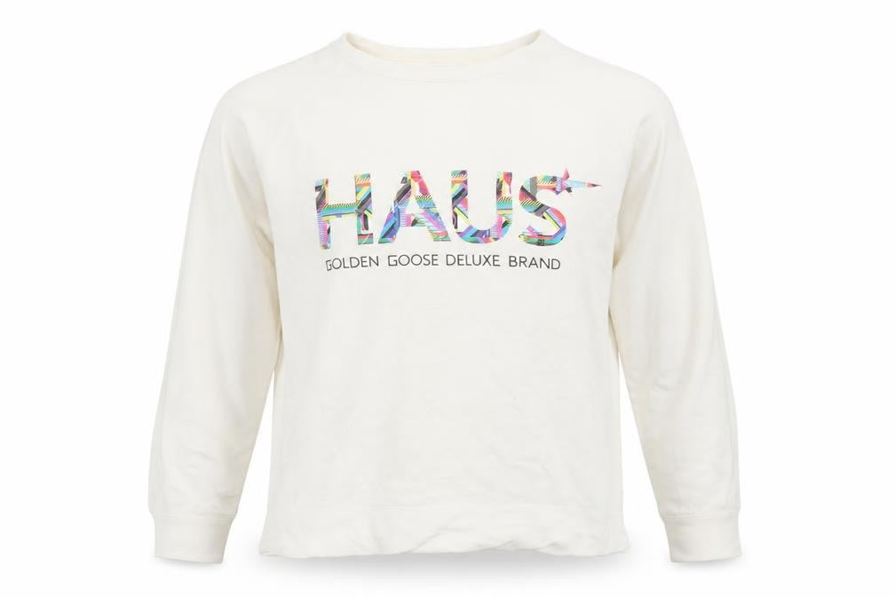 Golden Goose Deluxe Brand Women White XS Pullover Sweatshirt Logo Print