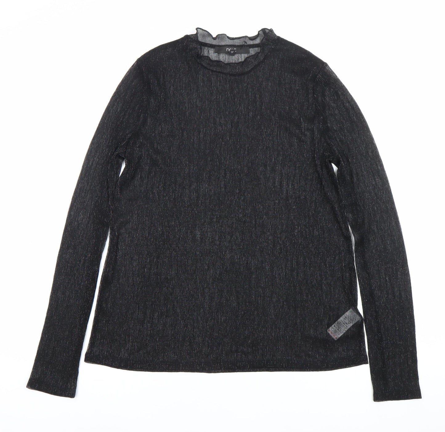 Next Women’s Black Glitter High Neck Long Sleeve Blouse UK 10