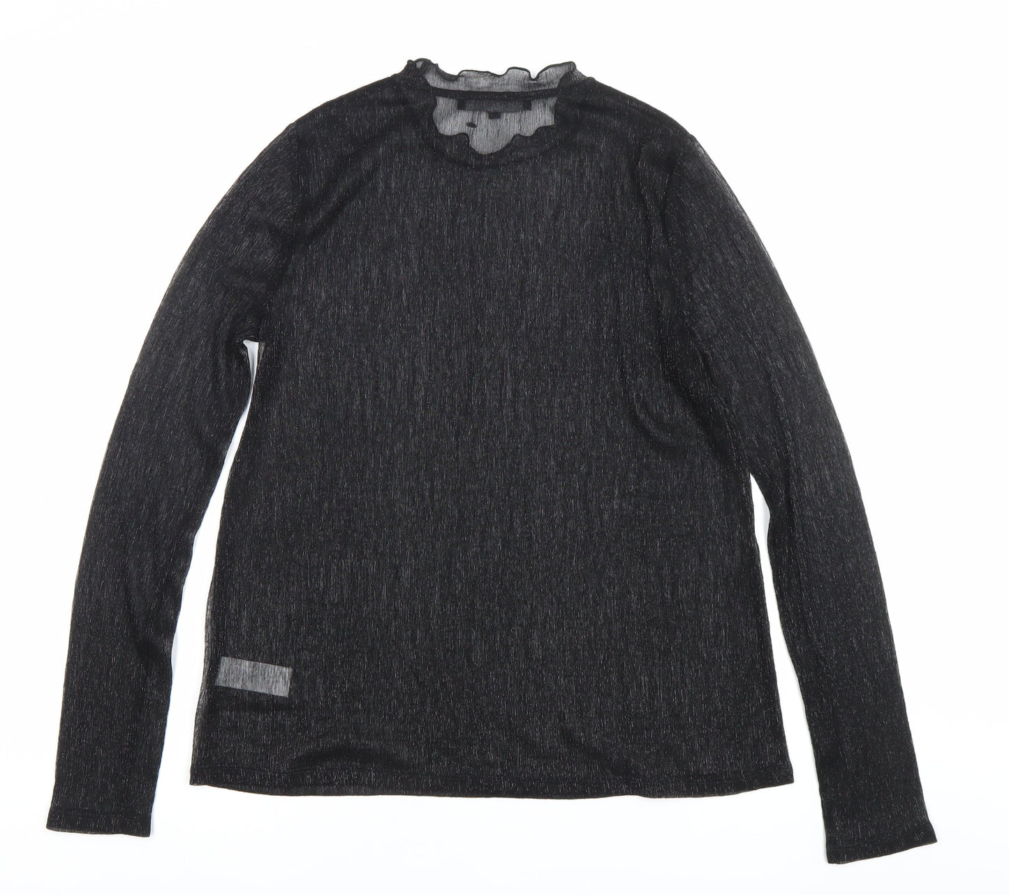 Next Women’s Black Glitter High Neck Long Sleeve Blouse UK 10