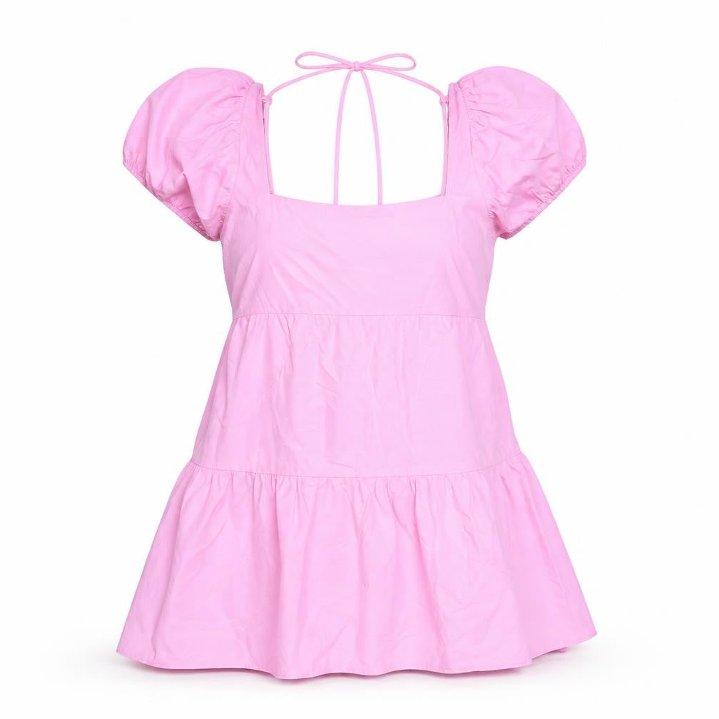 Stradivarius Women’s Pink Puff Sleeve Skater Dress Size 12