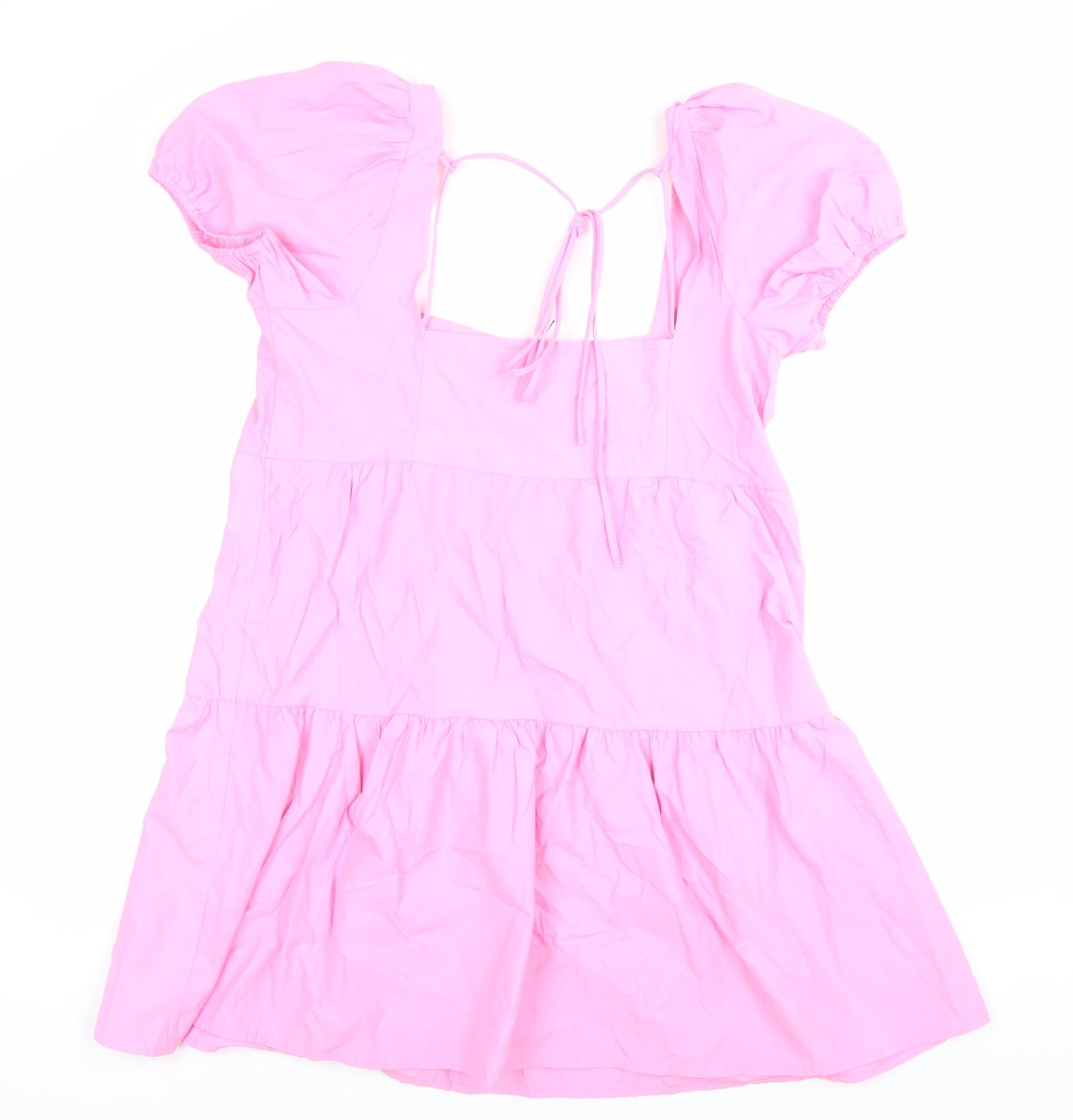 Stradivarius Women’s Pink Puff Sleeve Skater Dress Size 12
