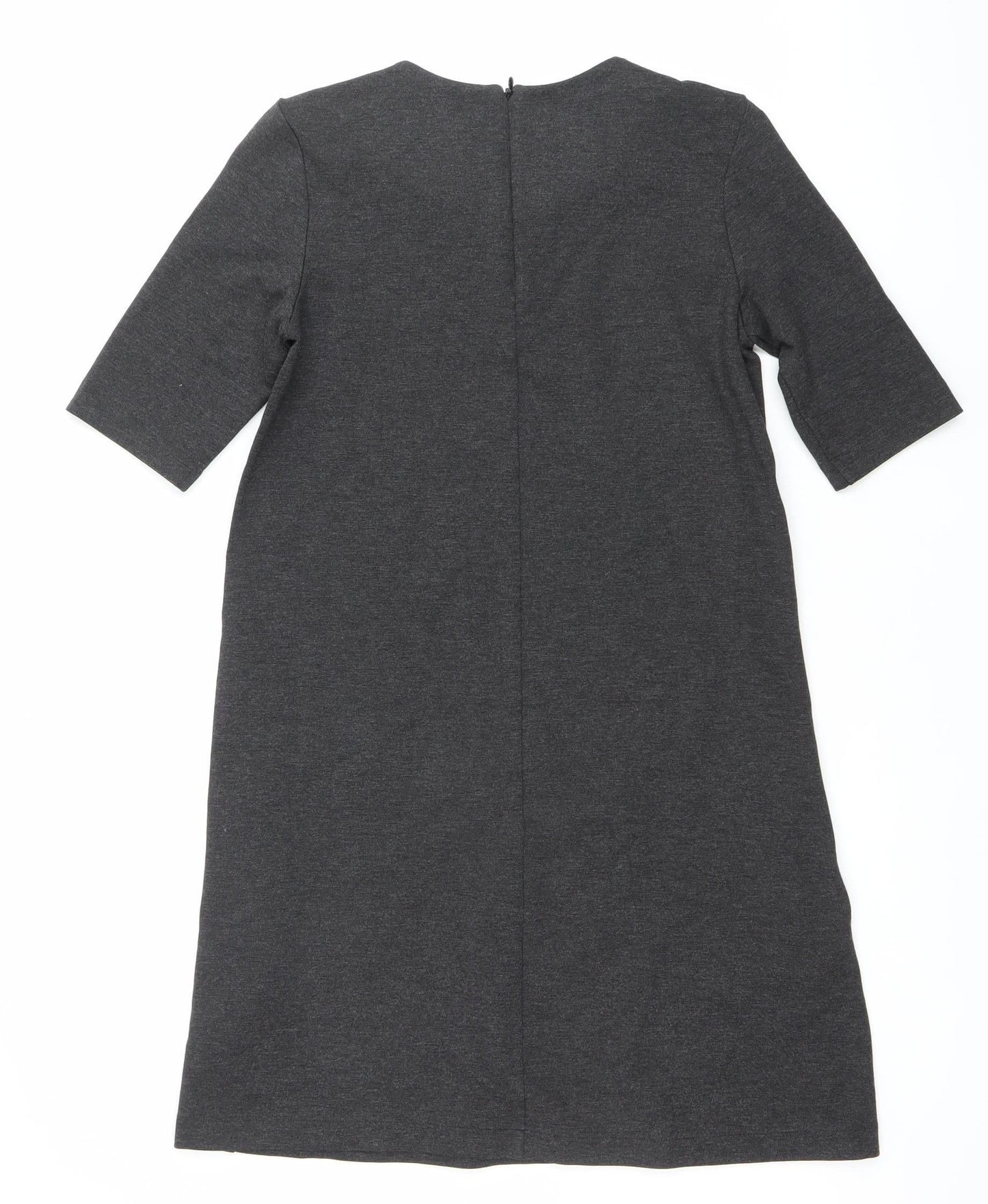 H&M Women’s Grey Shift Dress XS Half Sleeve Knee Length Workwear