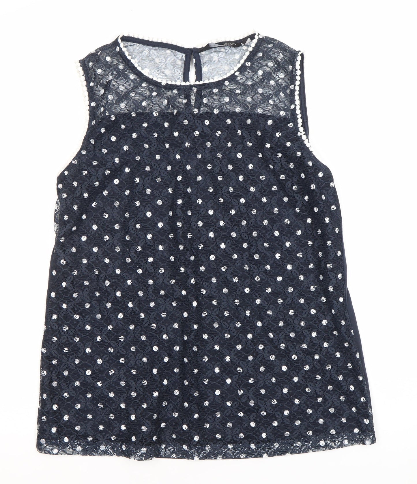 Dorothy Perkins Women’s Blue Sequin Lace Sleeveless Blouse Size 14