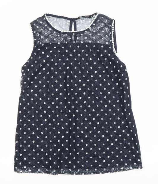 Dorothy Perkins Women’s Blue Sequin Lace Sleeveless Blouse Size 14