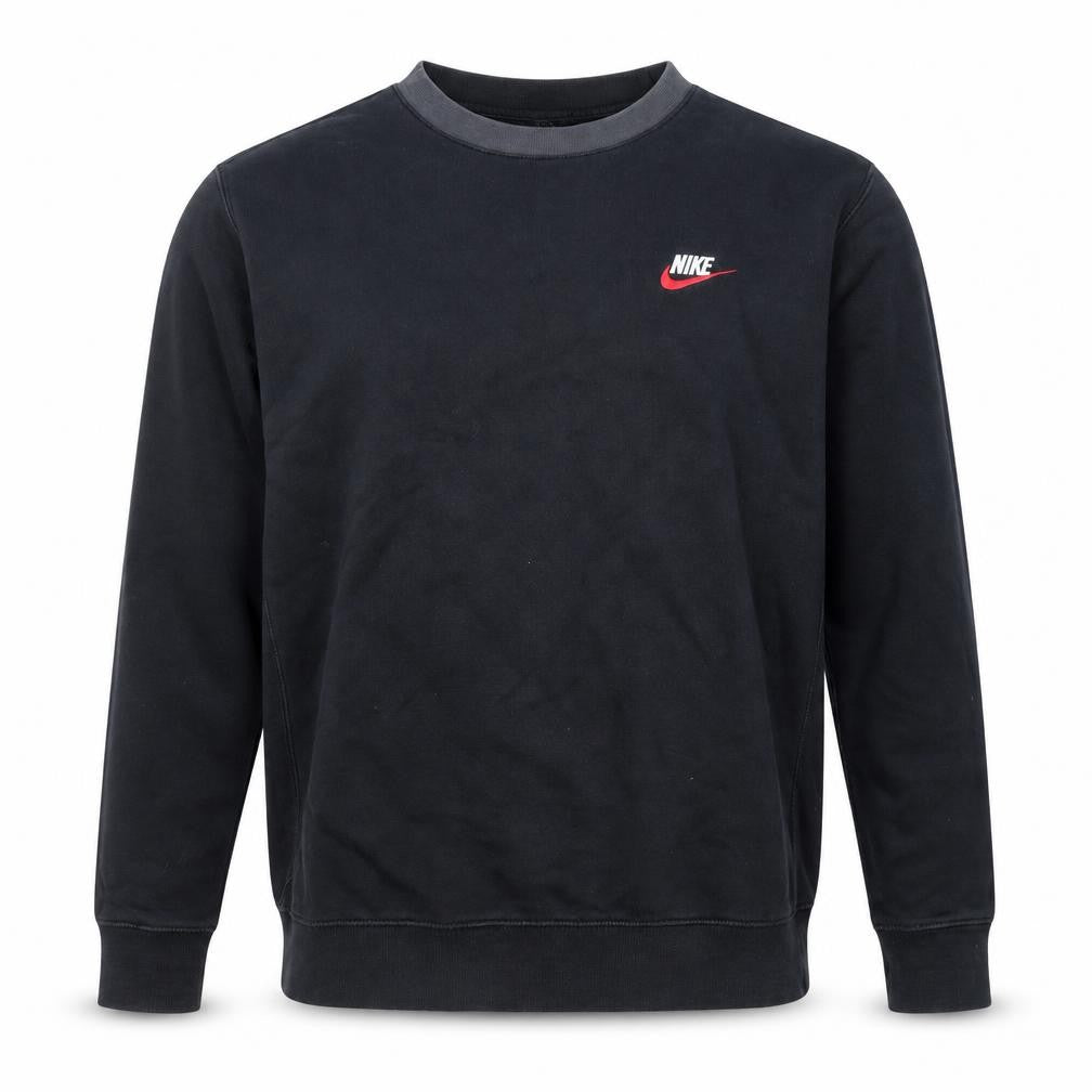 Nike Men’s Black Pullover Sweatshirt M Crew Neck Logo Sportswear