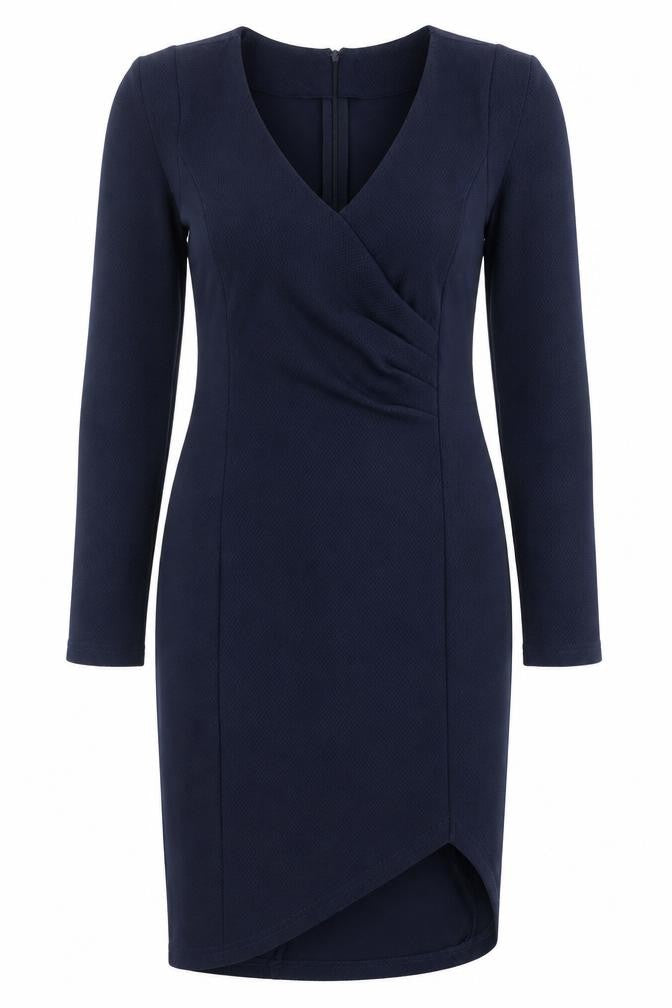 AX Paris Women’s Blue Size 10 Bodycon V-Neck Long Sleeve Dress