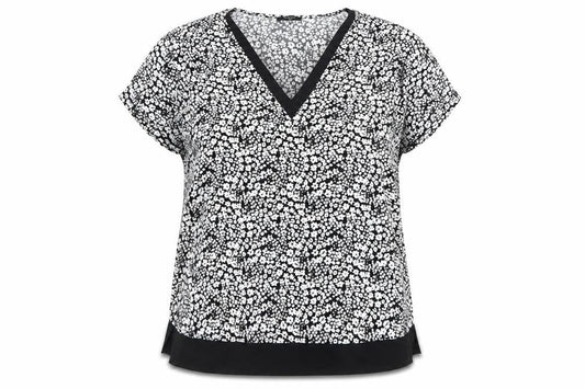 Papaya Womens Black Floral V-Neck Tunic Blouse Size 20