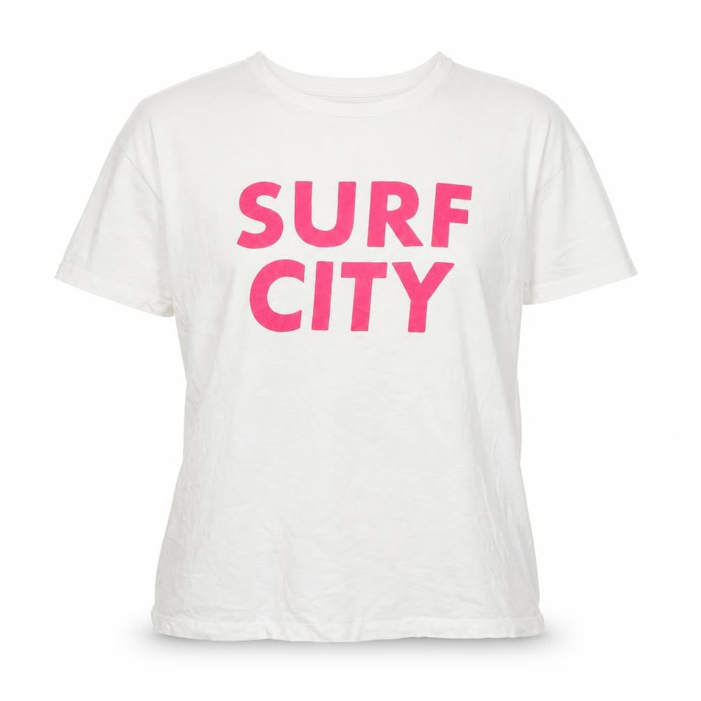 Marks & Spencer Womens White Surf City T-Shirt Size 12 Regular Fit