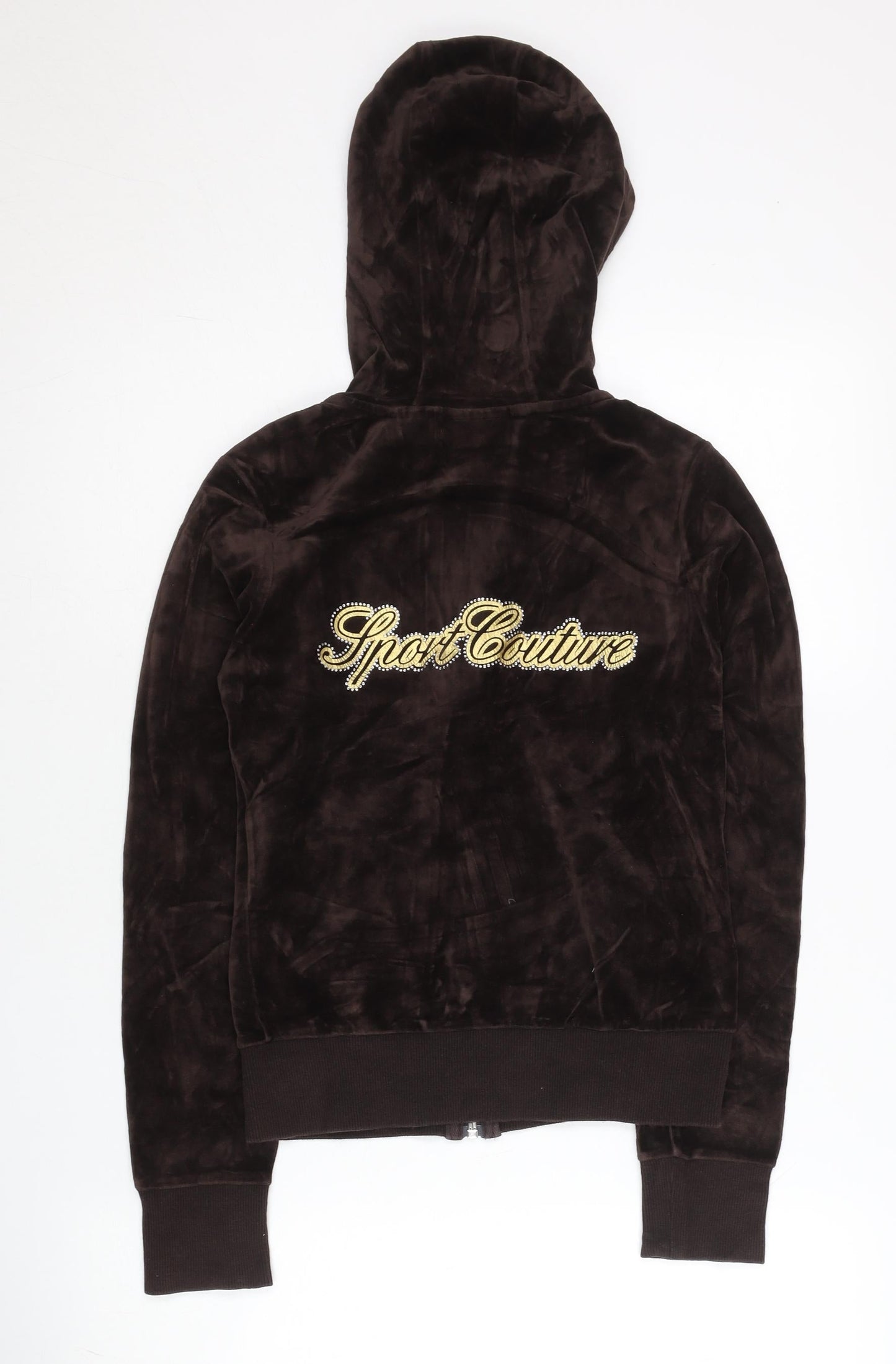Fila Women’s Brown Full Zip Hoodie Size 8 Velour Sport Logo
