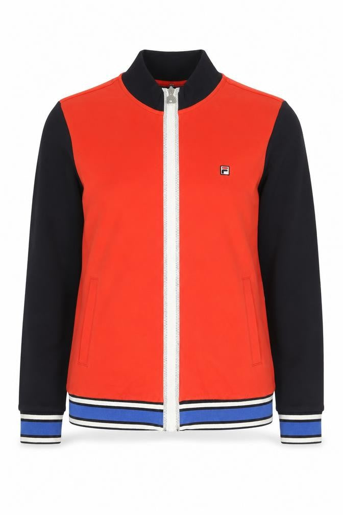 Fila Womens Red Varsity Jacket Size 6 Cotton Blend Retro Zip