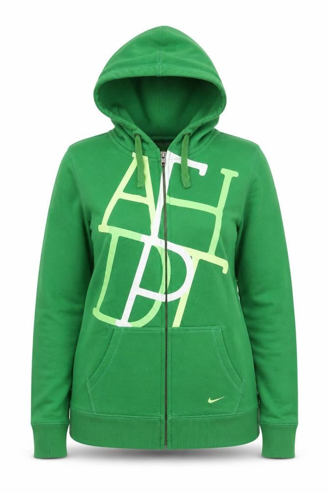 Nike Womens Green XL Full Zip Hoodie Cotton Athletic Dept