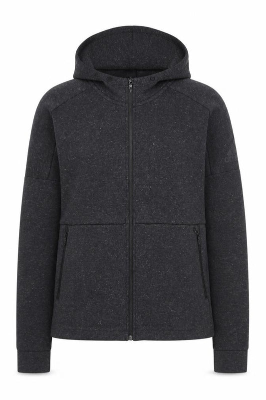 Adidas Womens Black Full Zip Hoodie Size 14 UK Cotton Blend
