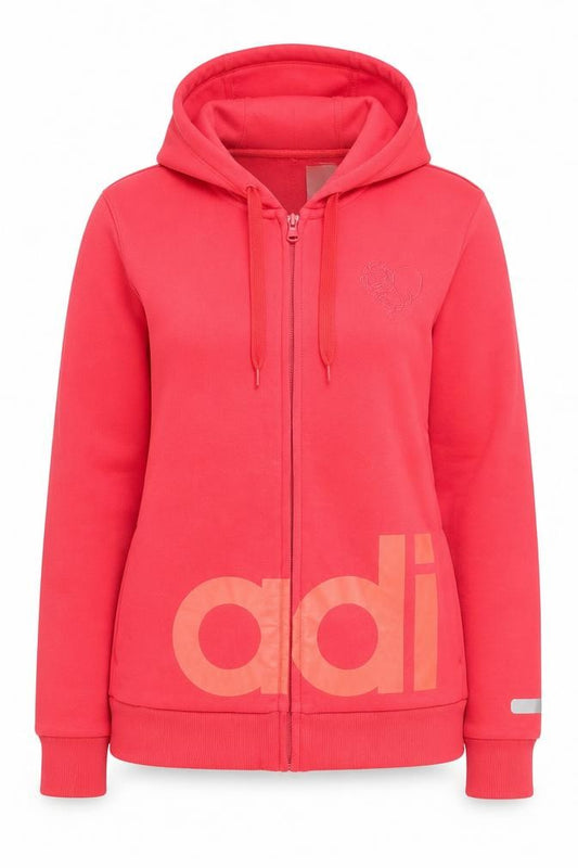 Adidas Womens Pink Full Zip Hoodie Size 12 Regular Fit Logo