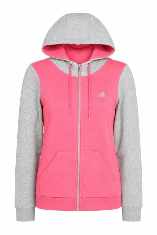Adidas Womens Hoodie Pink Grey Size 8 Full Zip Sportswear