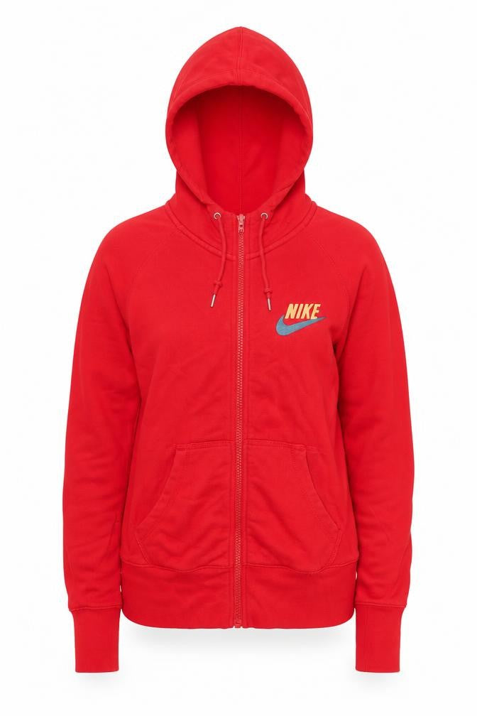 Nike Women’s Red Full Zip Hoodie Medium 100% Cotton Sportswear