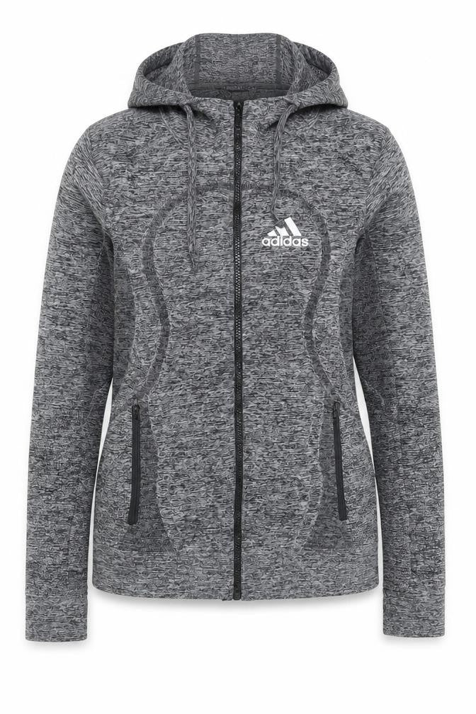Adidas Womens Grey Slim Fit Track Jacket S Hooded Full Zip