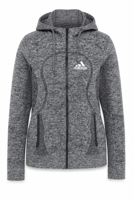 Adidas Womens Grey Slim Fit Track Jacket S Hooded Full Zip