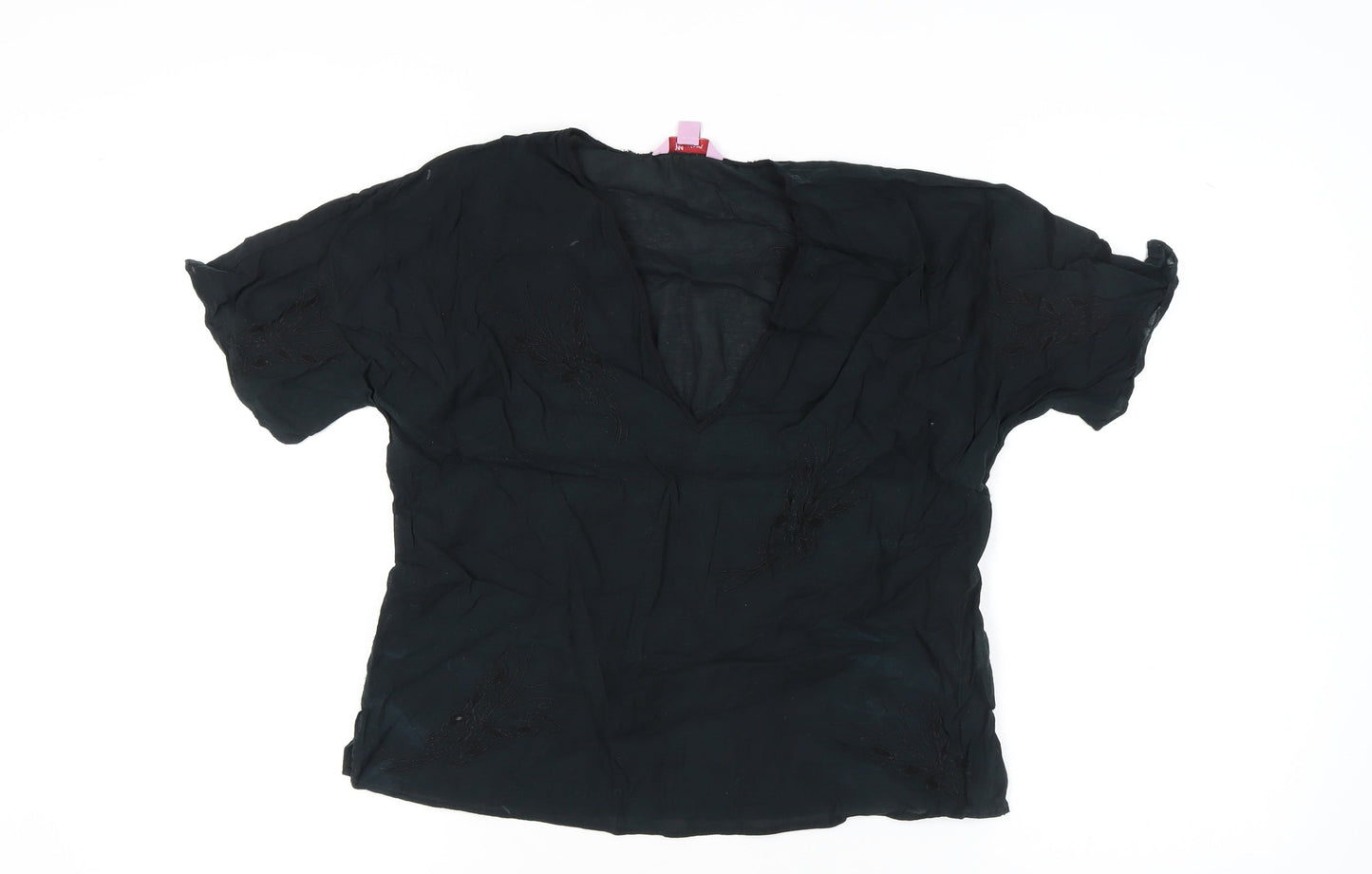Monsoon Women’s Black Embroidered V-Neck Tunic Blouse Size 16